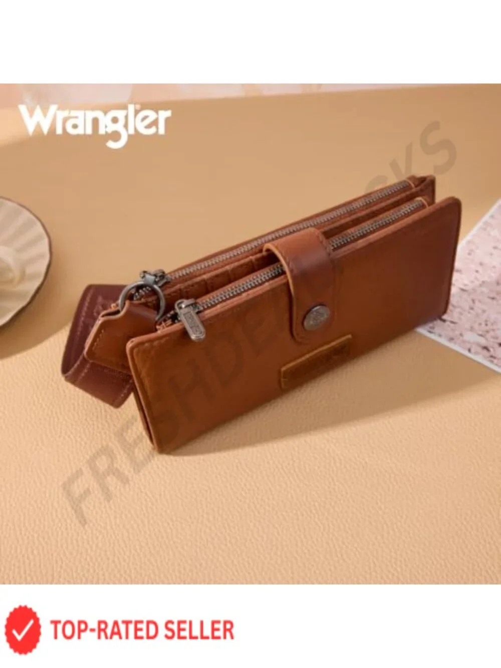 Faux Leather RFID Wristlet Wallet with Card Slots and Coin Pocket